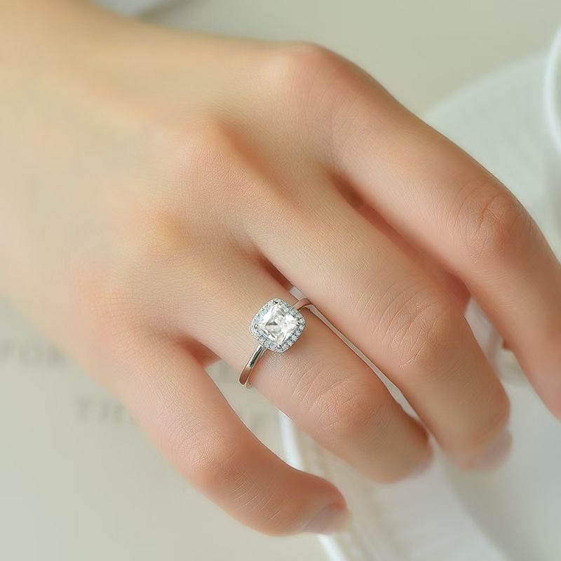 Nhẫn bạc nữ Miêu Bạc đính đá vuông sang chảnh freesize chất liệu s925 phụ kiện thời trang trang sức MN19