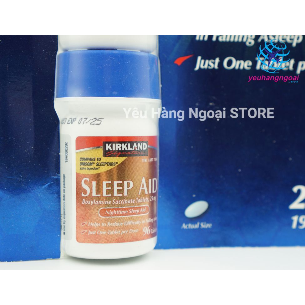 Viên uống hỗ trợ giấc ngủ Kirkland Sleep Aid 25mg 192 viên của Mỹ.