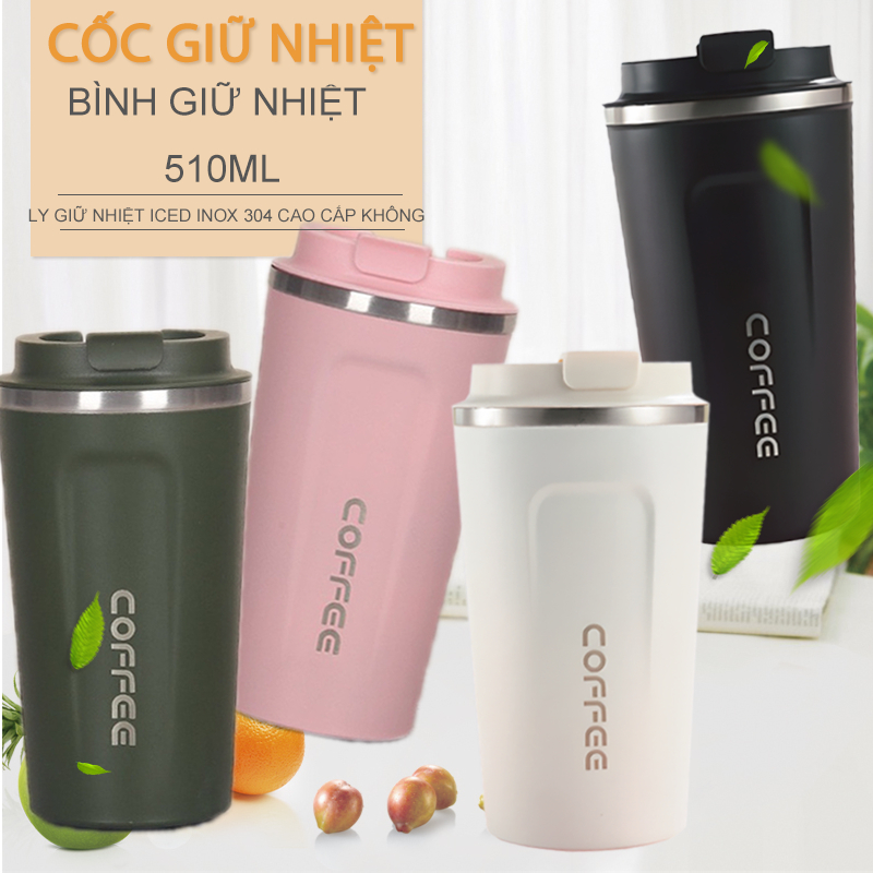 Ly giữ nhiệt cốc giữ nhiệt 510ml Thép không gỉ 304 Công suất lớn Portable lạnh 12h