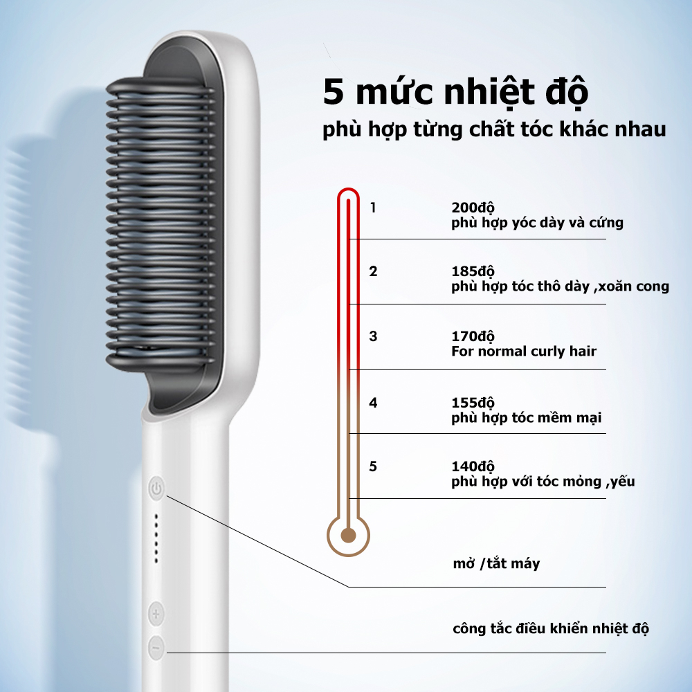 Máy duỗi tóc K.SKIN KD380 lược sắt mini di động