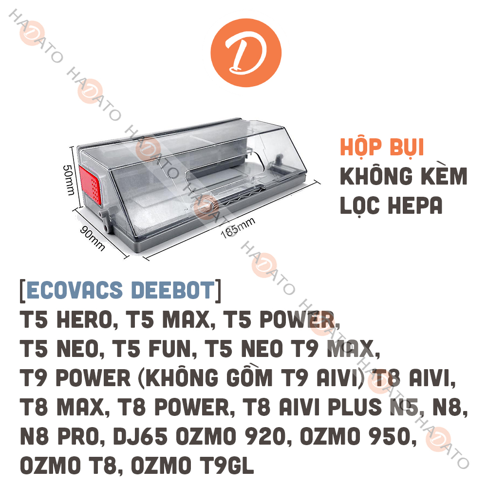 Hộp bụi hộp rác robot Deebot Ecovacs Omni X1 T5 T8 T9 N8 N5 DJ65 Ozmo 920 950 DJ65 T9 Max T9 Power DD35 DD56 DD37 DJ35