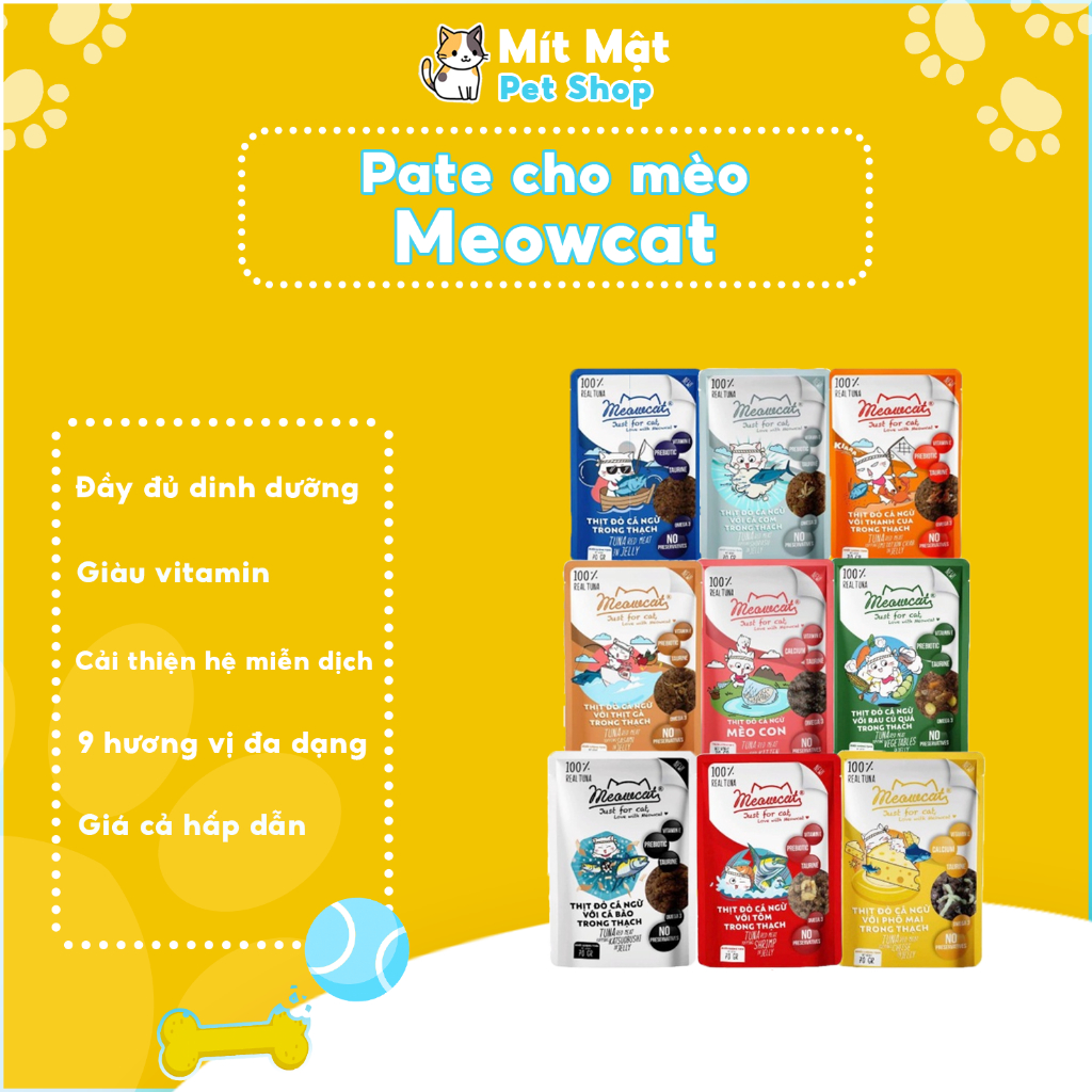 Pate Mèo Meowcat 70g - Pate Cho Mèo Con, Mèo Lớn Đầy Đủ Dinh Dưỡng Mít Mật - Pet Shop