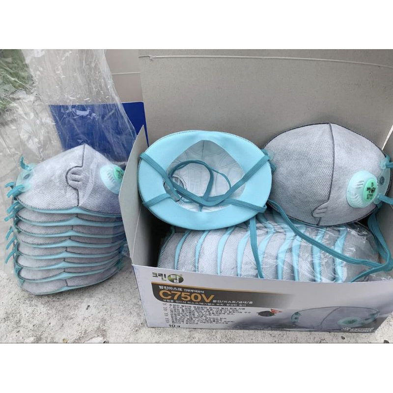 (Chính hãng) combo 20c khẩu trang c750v lọc mùi, kháng khuẩn, chống độc, bụi mịn ,chống hoá chất và có van thở dễ chịu