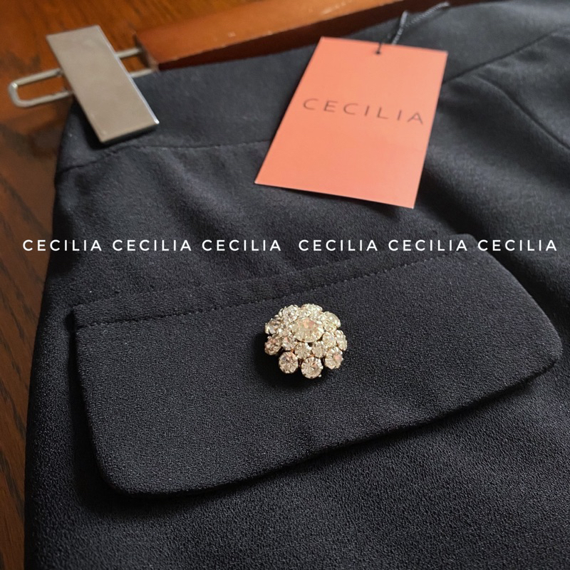 Chân váy bút chì midi JULIAN Set By CECILIA khuy đá - dài váy 70cm ngang bắp chân màu đen, nâu, trắng kem