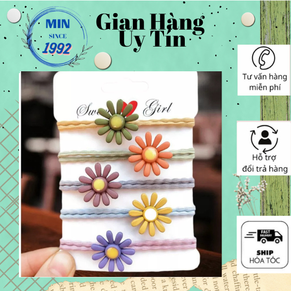 Dây Buộc Tóc Hoa Cúc, Dây Chun Cột Hoa Cúc Dễ Thương - Thun Buộc Tóc Kiểu Hàn Quốc Siêu Đẹp