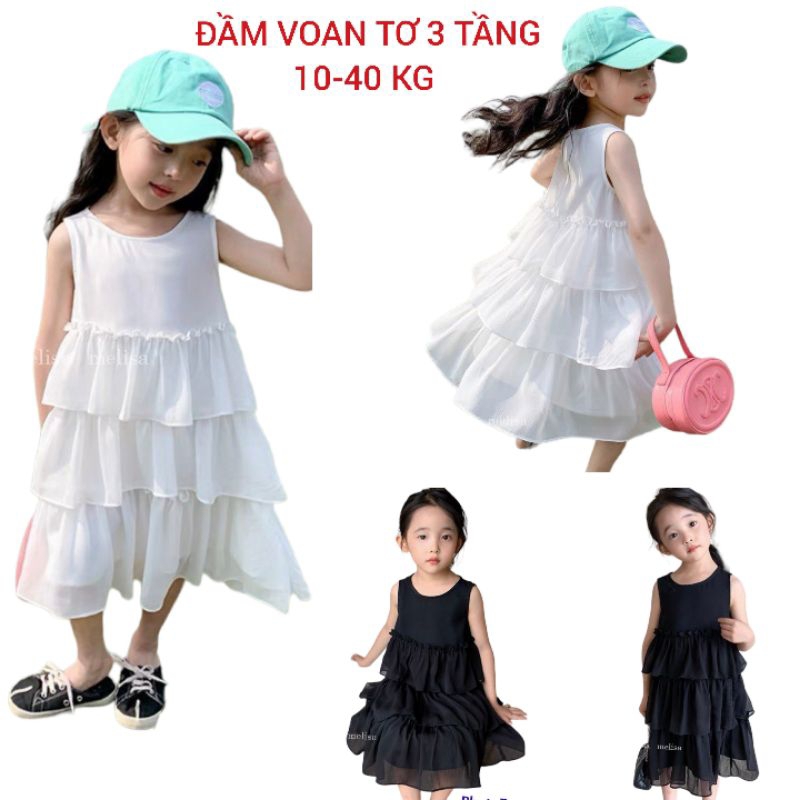 ĐẦM VÁY VOAN TƠ CÔNG CHÚA 3 TẦNG XINH ĐẸP HAIVANCO HAIVANCO 10 đến 40 kg mềm mại và thoáng mát đi học đi chơi đều đẹp