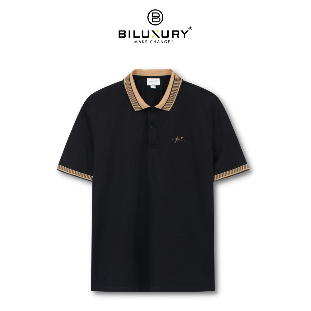 Áo polo nam Vải Cotton Mềm Mịn, Thoáng Mát, Thấm Hút Nhanh, Chống Nhăn , Polo đen 7APCT002 Biluxurry