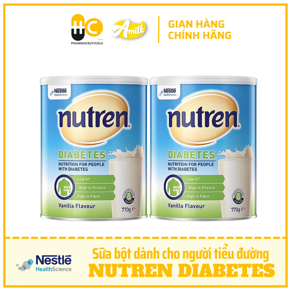 COMBO 2 lon Sữa Bột Nestle Nutren Diabetes 770g Dành Cho Người Tiểu Đường Date 9/2023