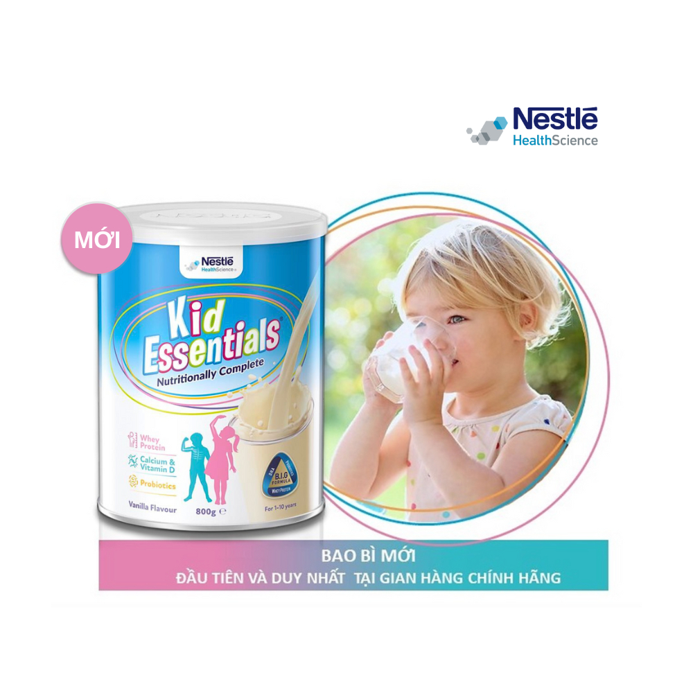 Sữa Bột Kid Essentials Sữa Úc nhập khẩu mẫu mới cho trẻ biếng ăn, chậm tăng cân Nestlé Health Science 800g