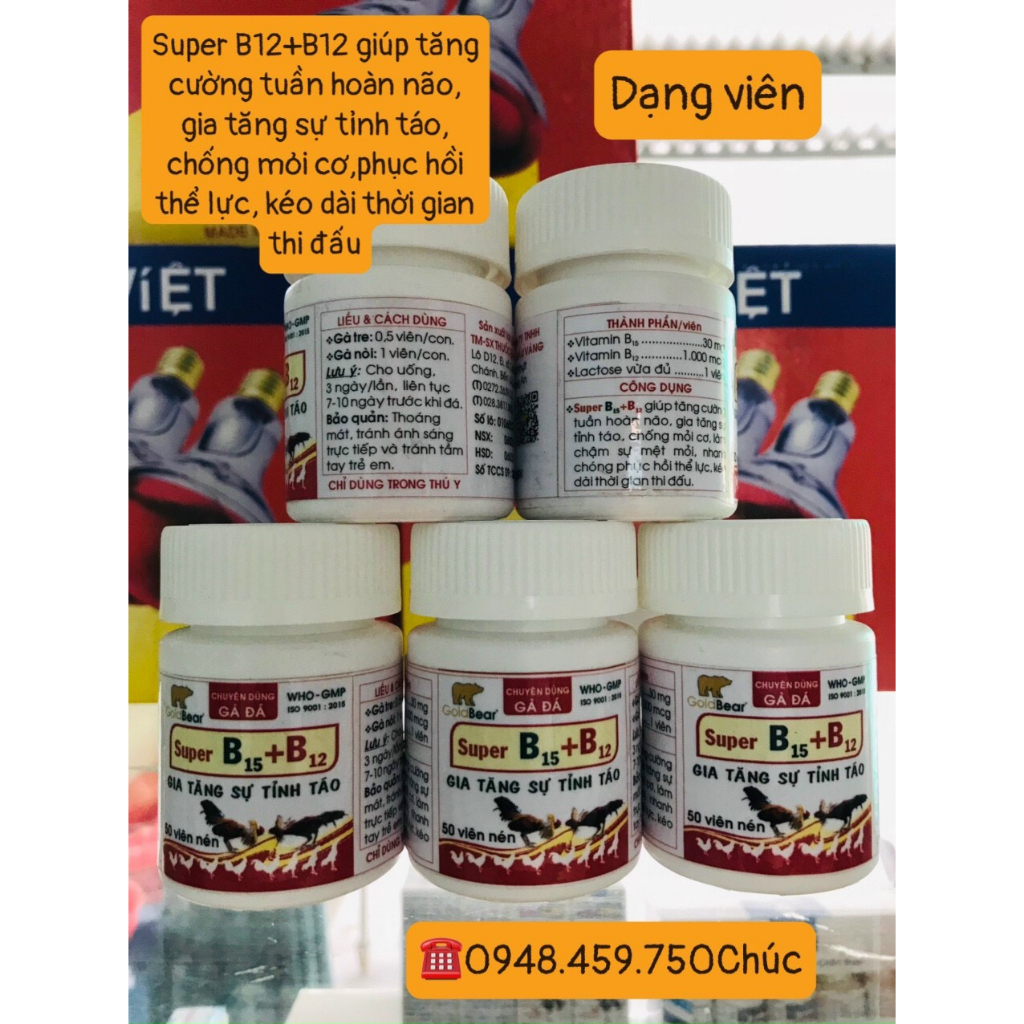 B12+B15 Viên cho gà Gấu Vàng