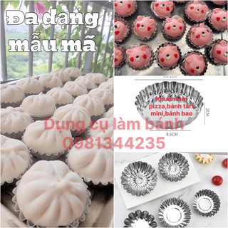 (INOX 304)Khuôn tart (10 chiếc)( gữi fom bánh bao-bánh tart-da lợn)