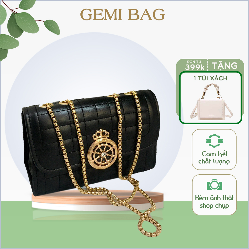 Túi đeo vai, đeo chéo dây xích khóa vương miện, Túi xách GEMI