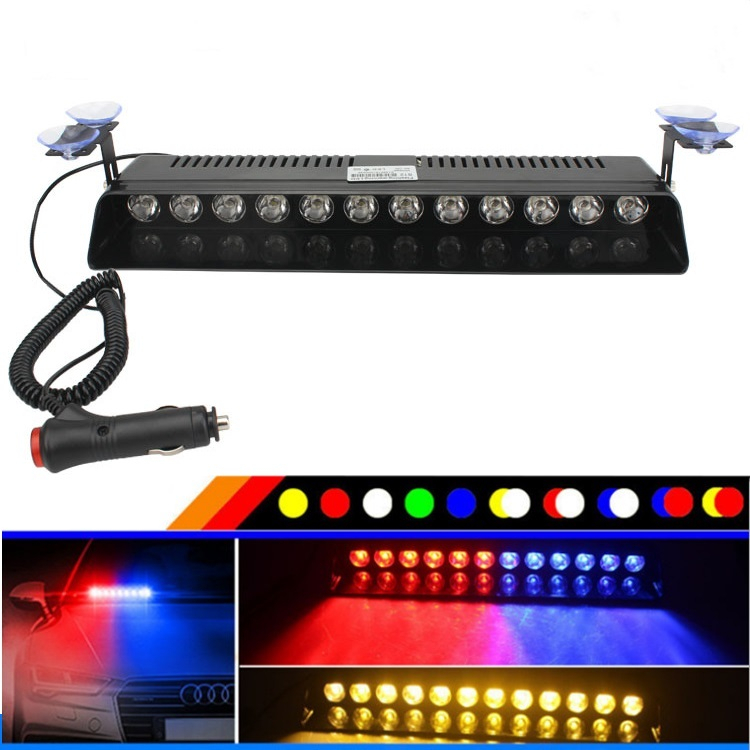 Đèn police chớp xanh đỏ, gắn kính lái cho xe cảnh sát, xe ưu tiên, cảnh báo khẩn cấp S12 12 Led 12V - FLASHING KING