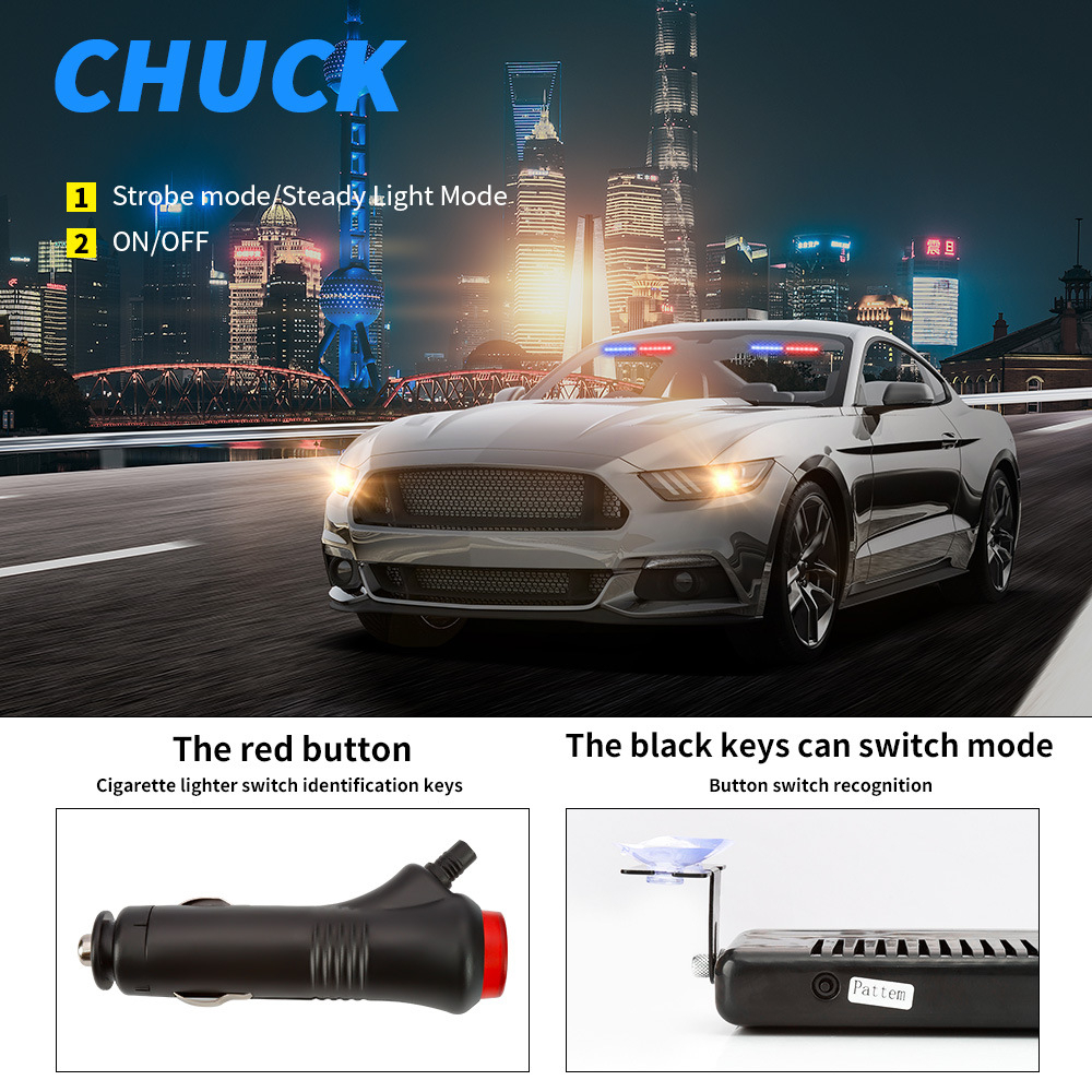 Đèn police chớp xanh đỏ, gắn kính lái cho xe cảnh sát, xe ưu tiên, cảnh báo khẩn cấp S12 12 Led 12V - FLASHING KING