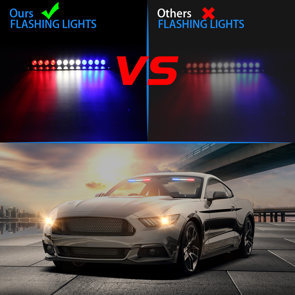 Đèn police chớp xanh đỏ, gắn kính lái cho xe cảnh sát, xe ưu tiên, cảnh báo khẩn cấp S12 12 Led 12V - FLASHING KING