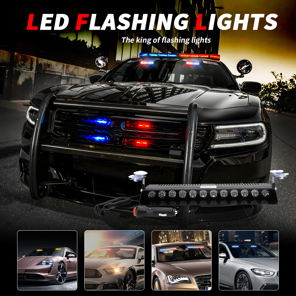 Đèn police chớp xanh đỏ, gắn kính lái cho xe cảnh sát, xe ưu tiên, cảnh báo khẩn cấp S12 12 Led 12V - FLASHING KING