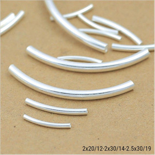 Giá sỉ - Charm bạc ống trơn, thanh ống cong 2li bạc s925