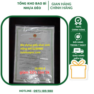 Túi Nhựa đựng Bìa Khổ A4 Đựng Giấy Khai Sinh, Giấy Kết Hôn...Bọc Pvc Có Nắp Trong Suốt