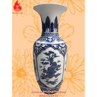 Lộc bình bát tràng vẽ tứ linh long ly quy phụng men khử