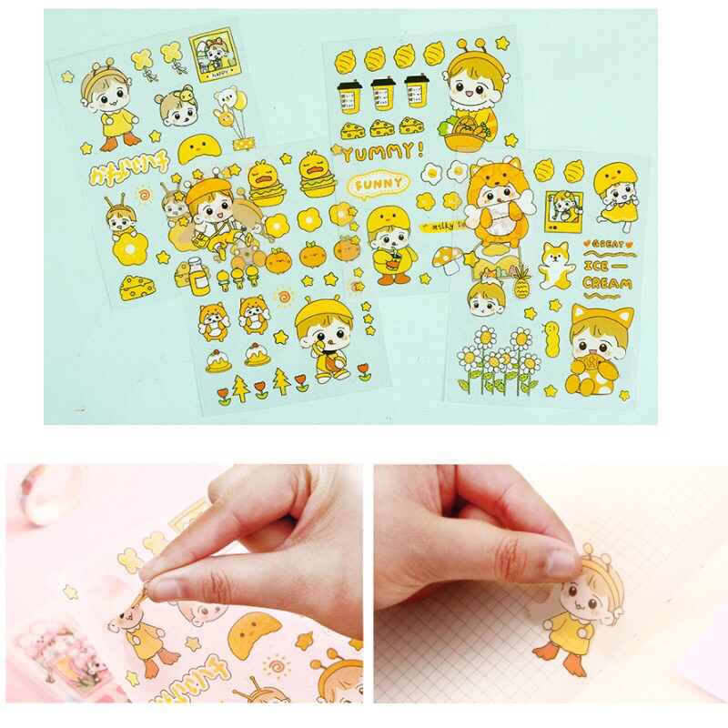 Bộ 4 tấm sticker hình dán cô bé siêu xinh