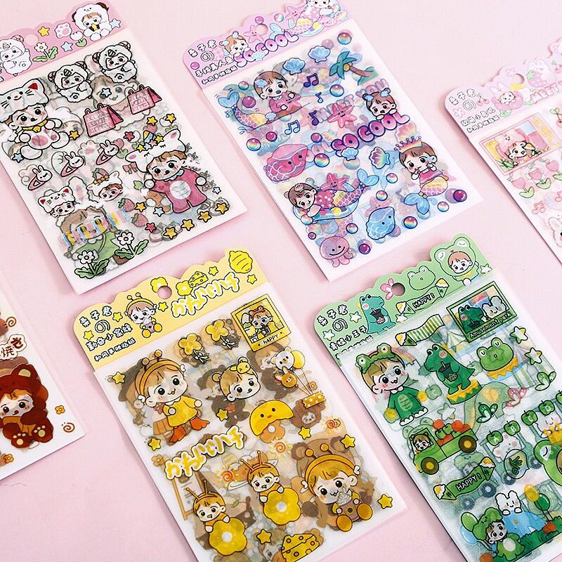Bộ 4 tấm sticker hình dán cô bé siêu xinh