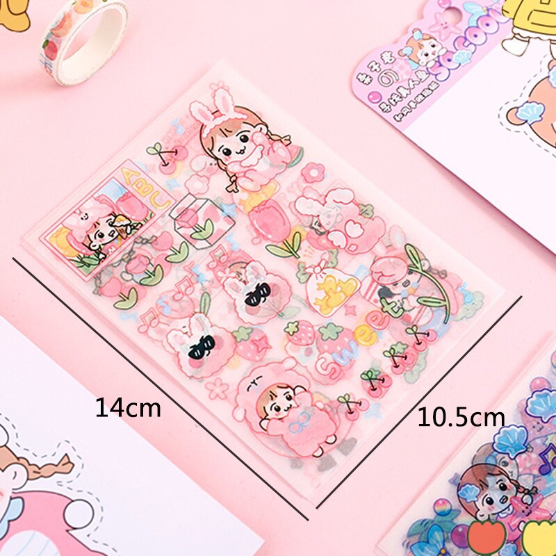 Bộ 4 tấm sticker hình dán cô bé siêu xinh
