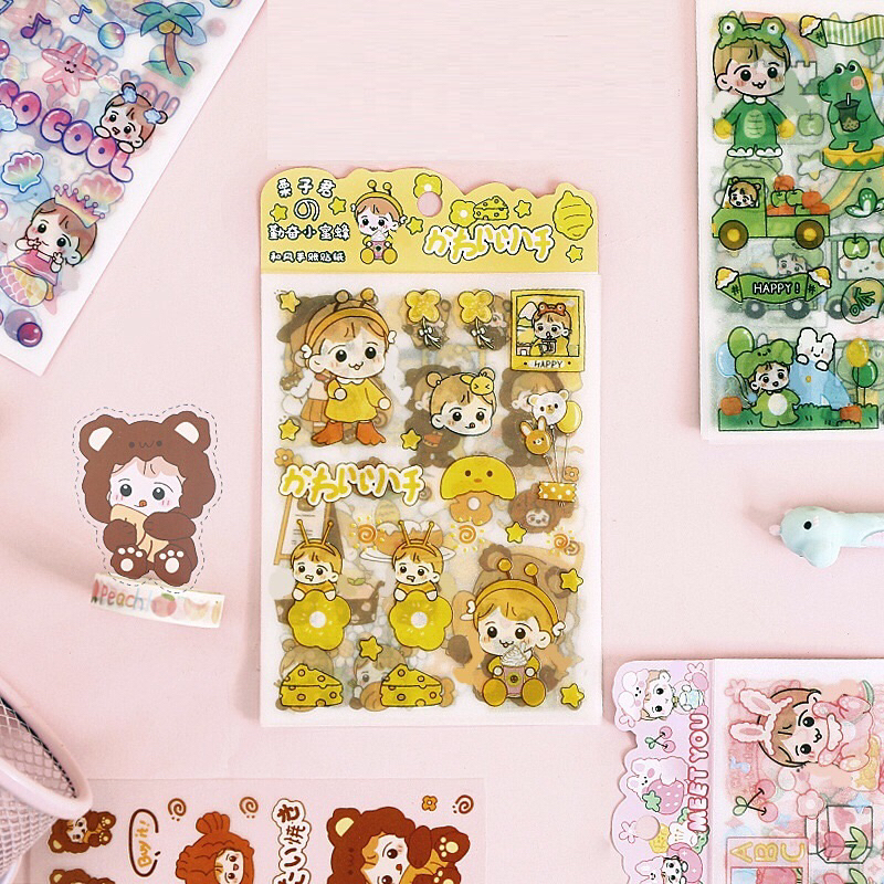 Bộ 4 tấm sticker hình dán cô bé siêu xinh