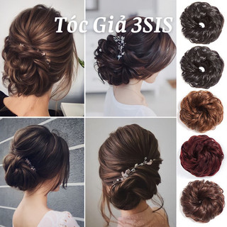 Búi tóc xoăn củ tỏi, búi tóc giả, tóc giả búi xoăn sóng cột chun gọn nhẹ