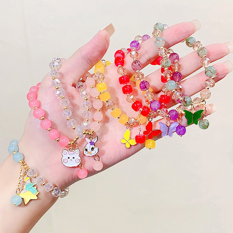 Vòng tay đính Icon thời trang nữ tính, nhiều màu cho bé gái lớn (tay mập)