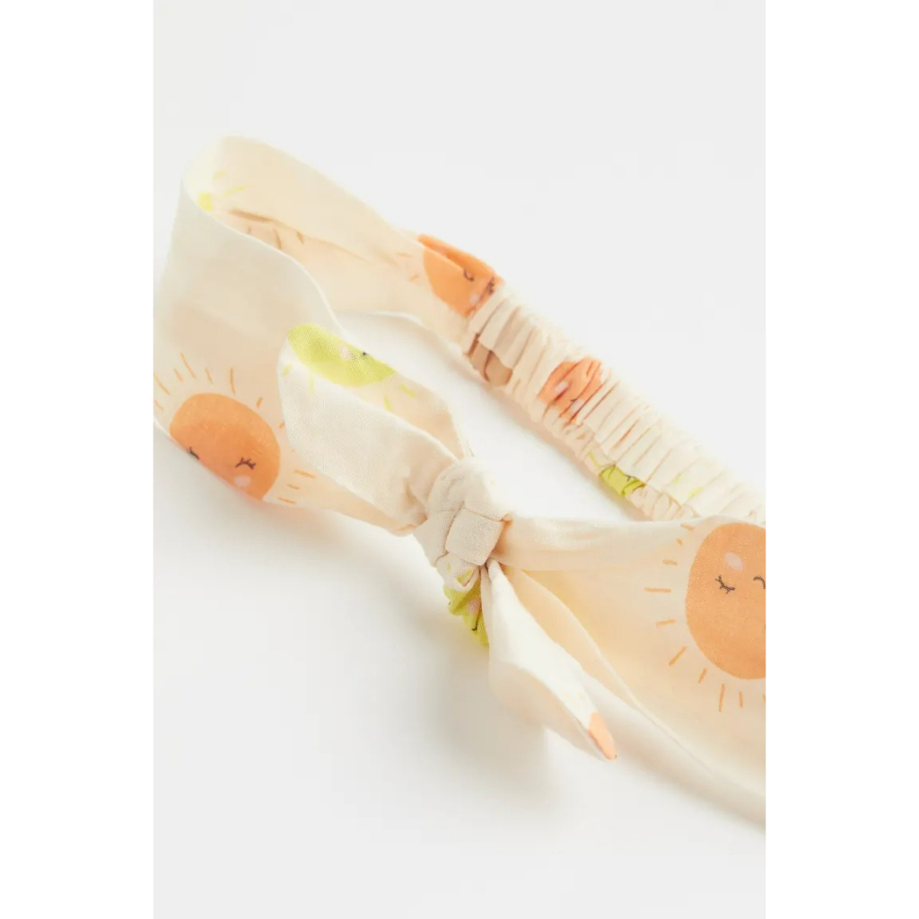 Set quần áo băng đô 3 chi tiết trắng tropical hoa nơ mặt trời HM H&M size 6m-4y_hàng chính hãng Anh