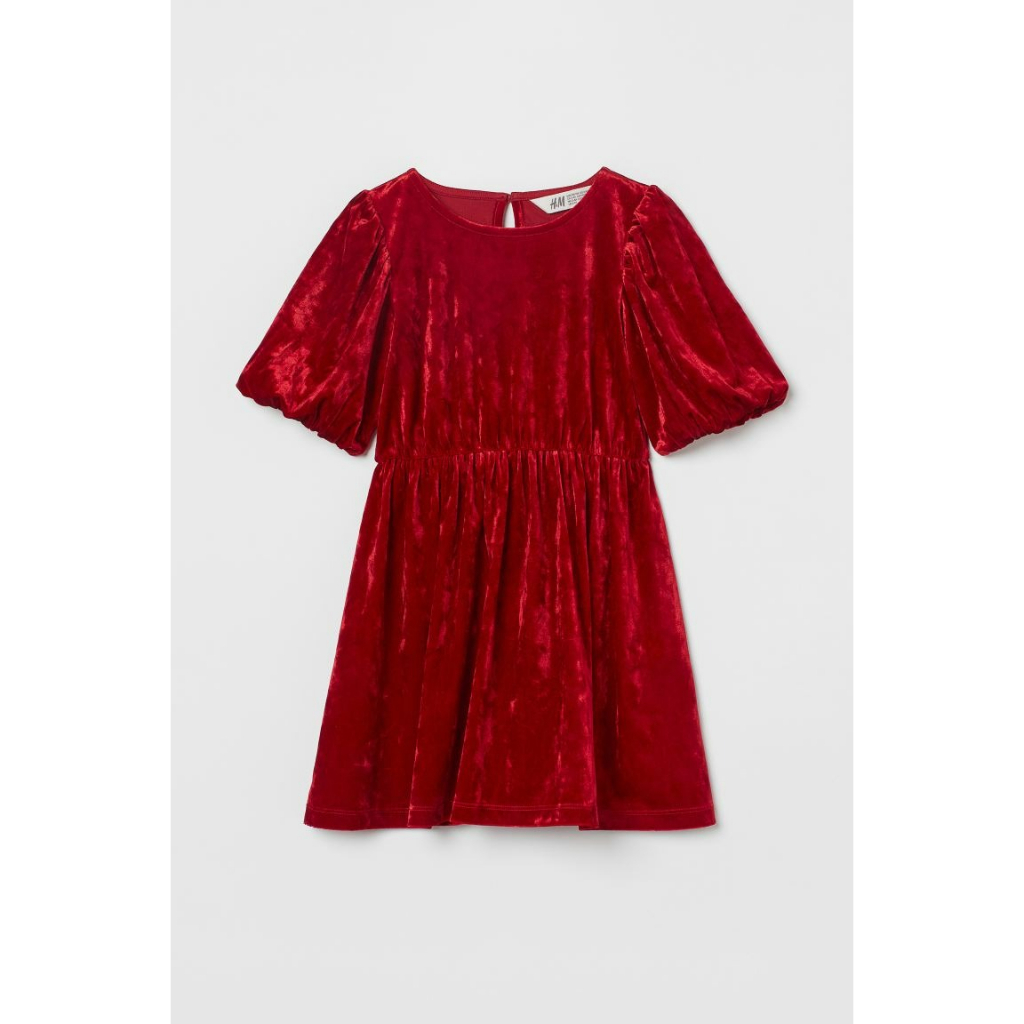 Váy nhung đỏ HM H&M sz 5-6y_hàng chính hãng authentic