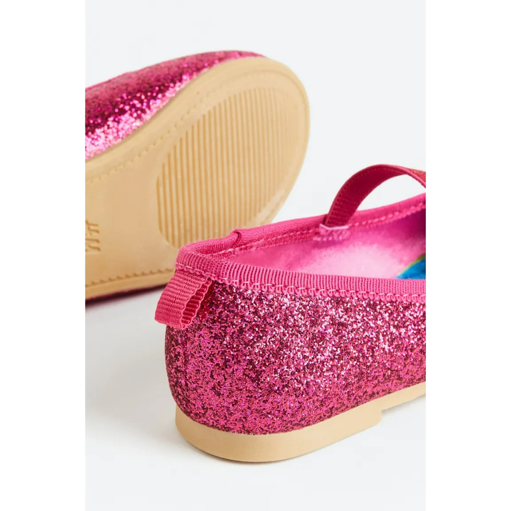 Giày kim tuyến nhũ bạc hồng Elsa HM H&M sz 34 21.1cm_hàng chính hãng authentic