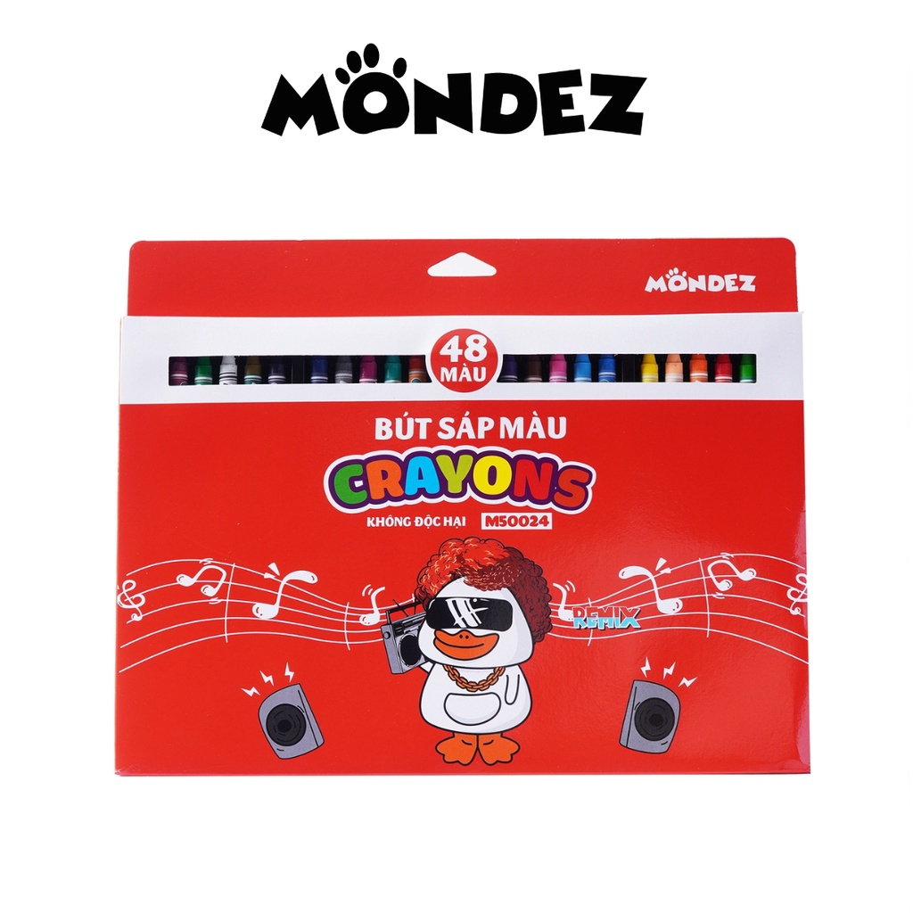 Bộ Bút Sáp Màu Vịt Nghe Nhạc MONDEZ 12-48 Chiếc, Màu Sắc Tươi SángCho Bé Tập Tô M50021/M50022/M50023/M50024