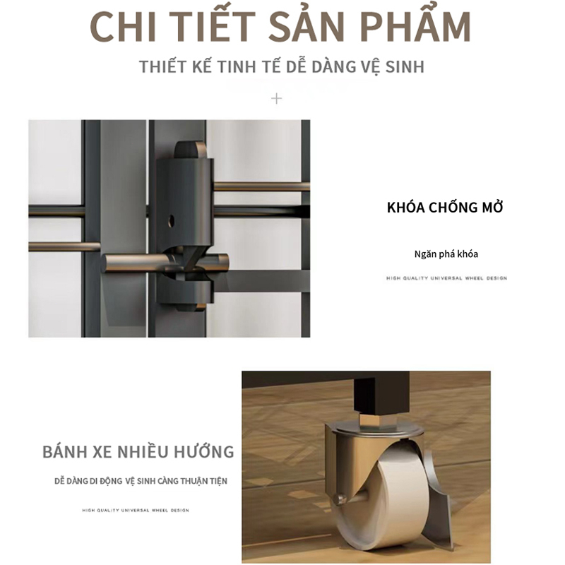 Chuồng Chó Nan Ông Màu Đen Sơn Tĩnh Điện Dành Cho Chó Lớn Lớn Có Bánh Xe tặng khay vệ sinh Size S,M,L,XL,XXL