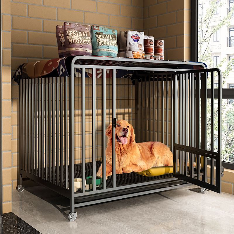 Chuồng Chó Nan Ông Màu Đen Sơn Tĩnh Điện Dành Cho Chó Lớn Lớn Có Bánh Xe tặng khay vệ sinh Size S,M,L,XL,XXL
