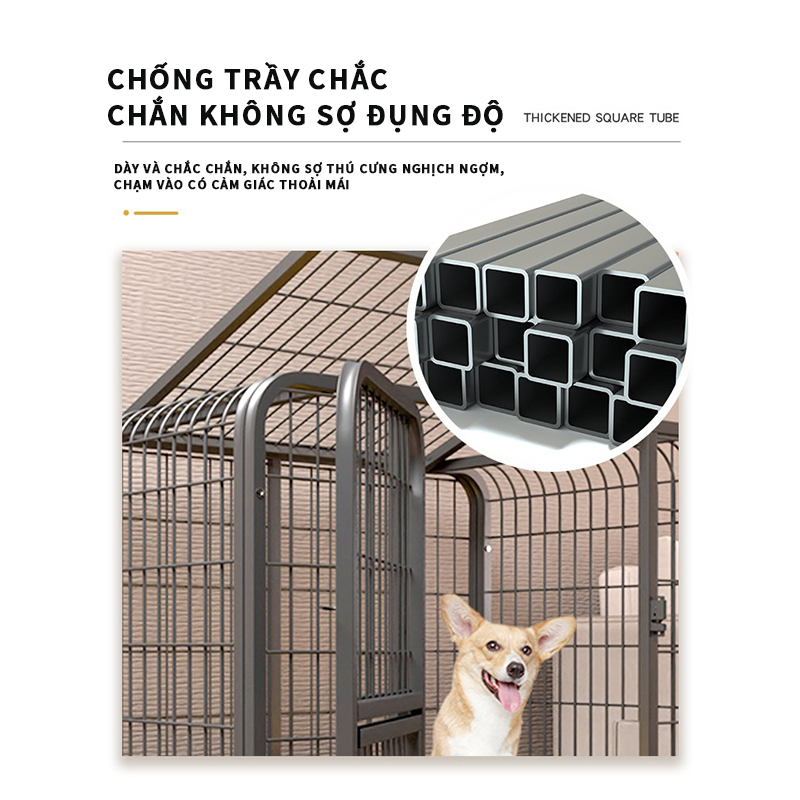 Chuồng Chó Nan Ông Màu Đen Sơn Tĩnh Điện Dành Cho Chó Lớn Lớn Có Bánh Xe tặng khay vệ sinh Size S,M,L,XL,XXL