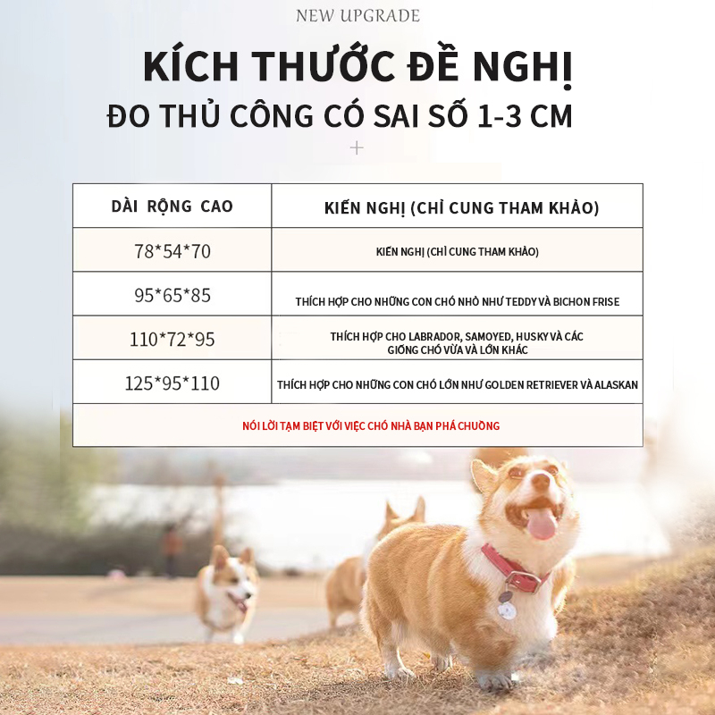 Chuồng Chó Nan Ông Màu Đen Sơn Tĩnh Điện Dành Cho Chó Lớn Lớn Có Bánh Xe tặng khay vệ sinh Size S,M,L,XL,XXL