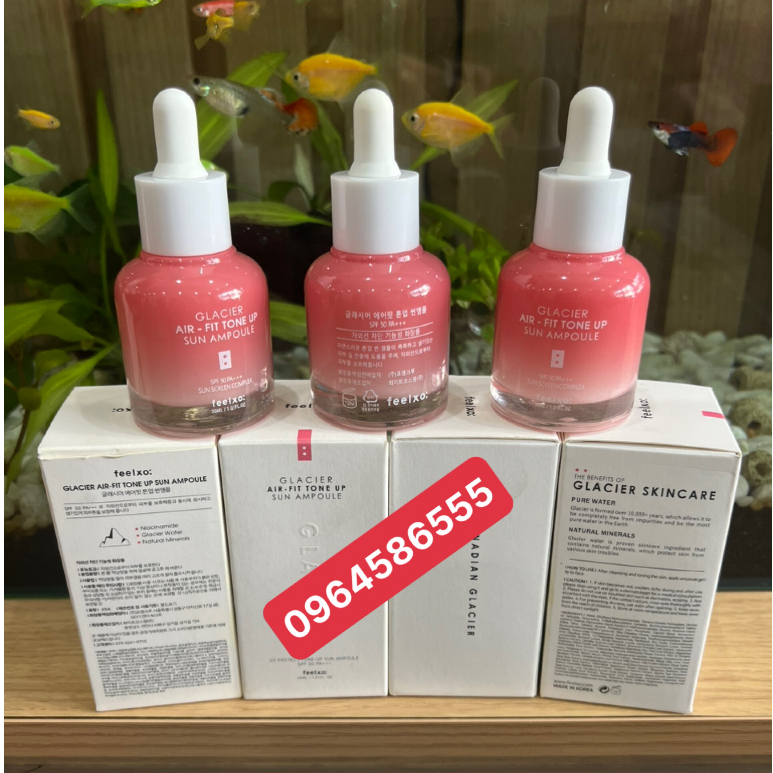 Kem Chống Nắng Dưỡng Trắng Nâng Tone Feelxo Glacier Air- Fit Tone Up Sun Ampoule SPF50+/PA+++ 30ML, Pink Tone Up