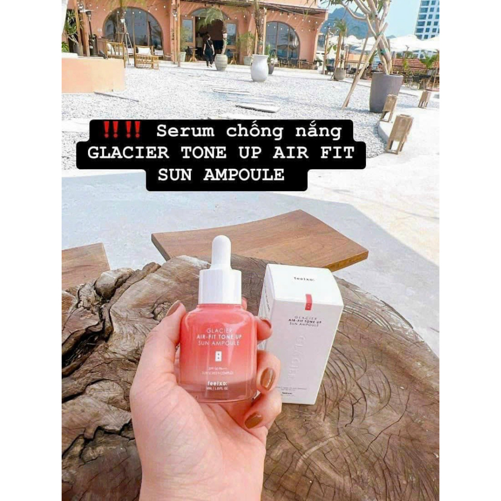 Kem Chống Nắng Dưỡng Trắng Nâng Tone Feelxo Glacier Air- Fit Tone Up Sun Ampoule SPF50+/PA+++ 30ML, Pink Tone Up