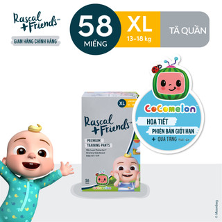 Tã/Bỉm Quần Rascal + Friends Cocomelon Size XL 58 miếng - Kèm sticker ngẫu nhiên