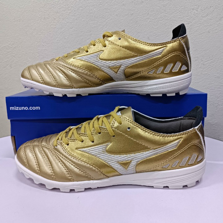 Giày đá bóng sân cỏ nhân tạo Mizuno Neo 3 Trắng Vàng Đồng TF