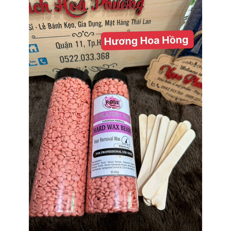 Hũ 400gr Sáp wax lông nóng cao cấp handmade, triệt lông ria mép , TẶNG 10 QUE GỖ