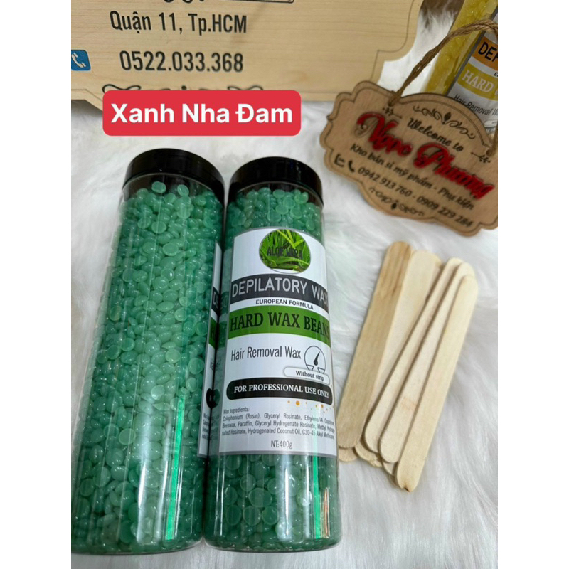 Hũ 400gr Sáp wax lông nóng cao cấp handmade, triệt lông ria mép , TẶNG 10 QUE GỖ