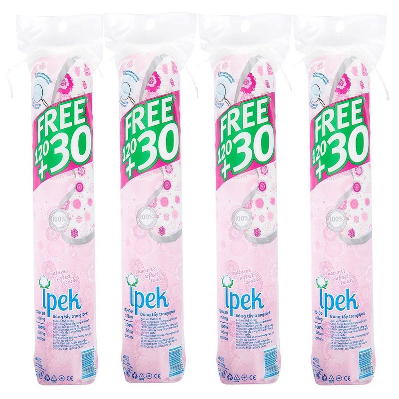 Combo 4 bông tẩy trang Ipek 150 miếng  Cotton Pads