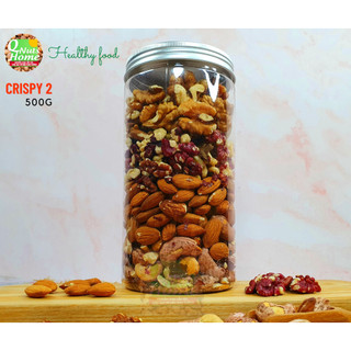 CRISPY 2 - MIX 4 (HẠNH NHÂN, ÓC CHÓ VÀNG, ÓC CHÓ ĐỎ, HẠT ĐIỀU) HẠT DINH DƯỠNG QNUTS HOME MIX SẤY GIÒN (500g - 250g)