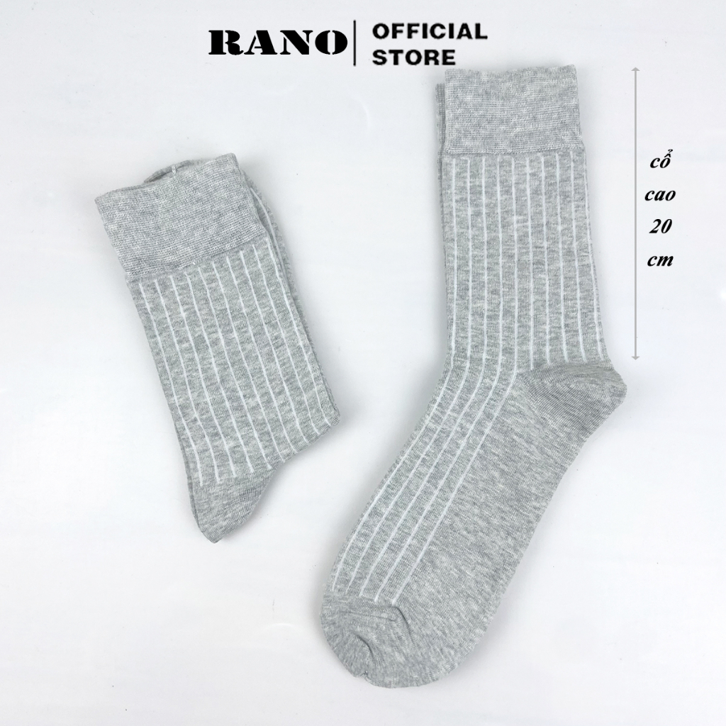 Set 5 đôi tất vớ nam nữ gân trơn cao cổ dễ thương hàn quốc RANO cotton cao cấp nhiều màu trắng xám nâu xanh đen GAN_TRON