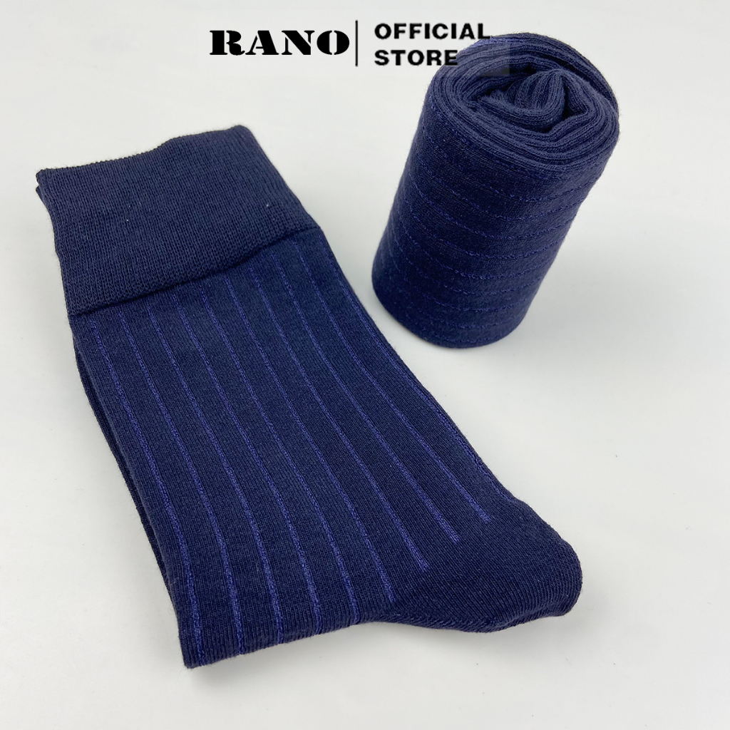 Tất nam cổ cao 20 cm gân trơn giày tây cotton cao cấp RANO thoáng khí khử mùi nhiều màu trắng xám nâu xanh đen