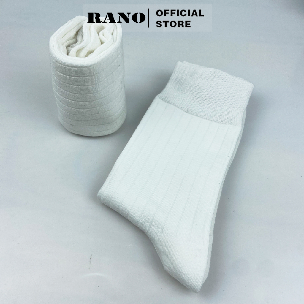 Tất nam cổ cao 20 cm gân trơn giày tây cotton cao cấp RANO thoáng khí khử mùi nhiều màu trắng xám nâu xanh đen