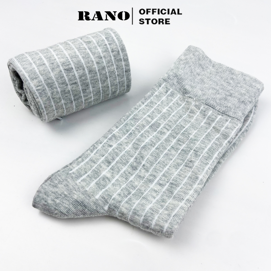 Tất nam cổ cao 20 cm gân trơn giày tây cotton cao cấp RANO thoáng khí khử mùi nhiều màu trắng xám nâu xanh đen