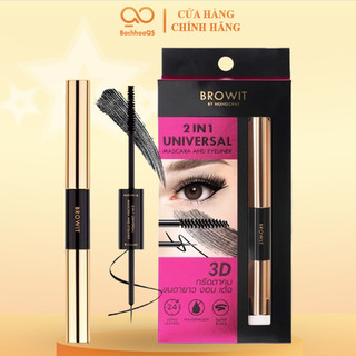 Mascara nongchat kèm kẻ mắt browit làm dày và dài mi - chuốt mi nong chat kèm kẻ mắt 2in1 - mascara nong chat browit